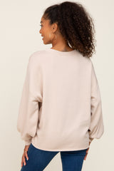 Beige Long Sleeve Brush Knit Top