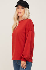 Rust Long Sleeve Brush Knit Top