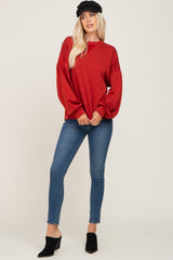 Rust Long Sleeve Brush Knit Top