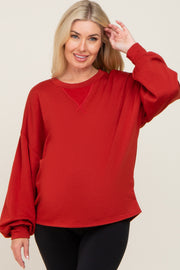 Rust Long Sleeve Brush Knit Maternity Top