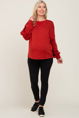 Rust Long Sleeve Brush Knit Maternity Top