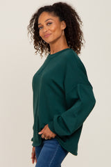 Forest Green Long Sleeve Brush Knit Top