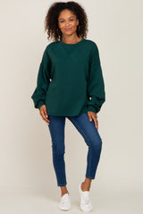 Forest Green Long Sleeve Brush Knit Top