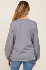 Grey Long Sleeve Brush Knit Maternity Top