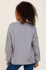 Grey Long Sleeve Brush Knit Top