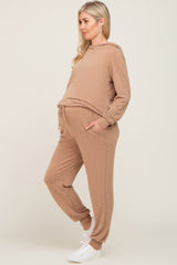 Camel Hoodie and Jogger Maternity Set