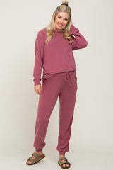 Burgundy Hoodie and Jogger Maternity Set