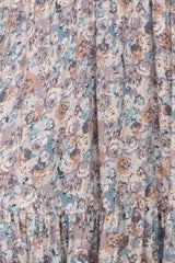 Taupe Floral Smocked Midi Skirt