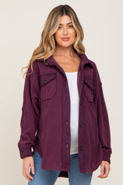 Plum Fleece Lightweight Maternity Coat