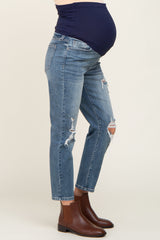 Blue Distressed Maternity Jeans