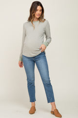 Blue Raw Hem Straight Leg Maternity Jeans