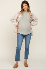 Blue Raw Hem Straight Leg Maternity Jeans