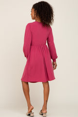 Magenta Terry Knit Long Sleeve Dress