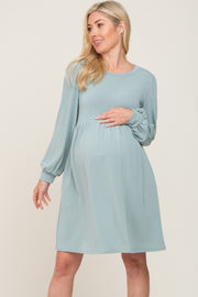 Sage Terry Knit Long Sleeve Maternity Dress