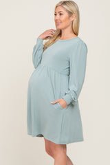 Sage Terry Knit Long Sleeve Maternity Dress