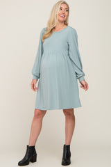 Sage Terry Knit Long Sleeve Maternity Dress