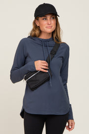 Navy Hooded Long Sleeve Active Top