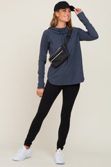 Navy Hooded Long Sleeve Active Top