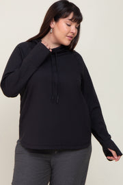 Black Hooded Long Sleeve Plus Active Top