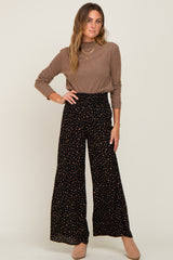 Black Animal Print Wide Leg Pants