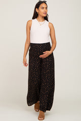 Black Animal Print Maternity Wide Leg Pants