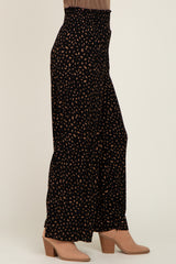 Black Animal Print Wide Leg Pants