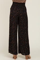 Black Animal Print Wide Leg Pants