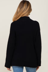 Black Rib Knit Mock Neck Maternity Sweater