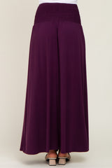 Plum Smocked High Waisted Maxi Skirt