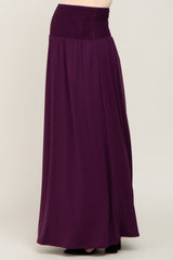 Plum Smocked High Waisted Maternity Maxi Skirt