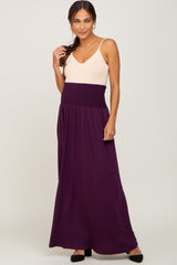 Plum Smocked High Waisted Maternity Maxi Skirt