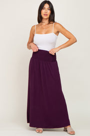 Plum Smocked High Waisted Maxi Skirt