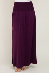 Plum Smocked High Waisted Maxi Skirt