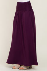 Plum Smocked High Waisted Maxi Skirt