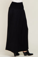 Black Smocked High Waisted Maxi Dress