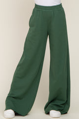 Forest Green Wide Leg Fray Hem Sweatpants