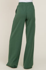 Forest Green Wide Leg Fray Hem Sweatpants