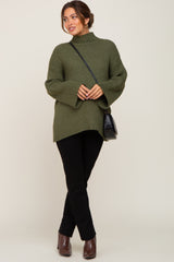 Olive Rib Knit Mock Neck Maternity Sweater