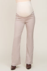 Beige Basic Maternity Flare Jeans