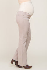 Beige Basic Maternity Flare Jeans