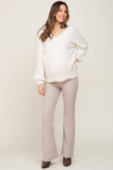 Beige Basic Maternity Flare Jeans