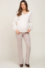 Beige Basic Maternity Flare Jeans