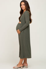 Green 3-Piece Skirt and Cardigan Maternity Set