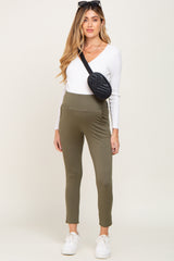 Olive High Waisted Knit Maternity Pants