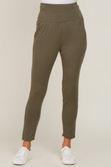 Olive High Waisted Knit Pants