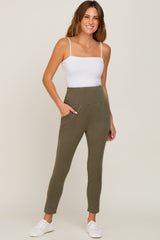 Olive High Waisted Knit Pants