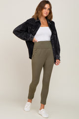 Olive High Waisted Knit Pants