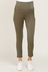 Olive High Waisted Knit Maternity Pants