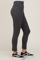 Charcoal High Waisted Knit Pants