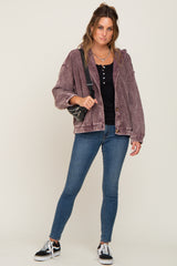 Plum Corduroy Hooded Jacket